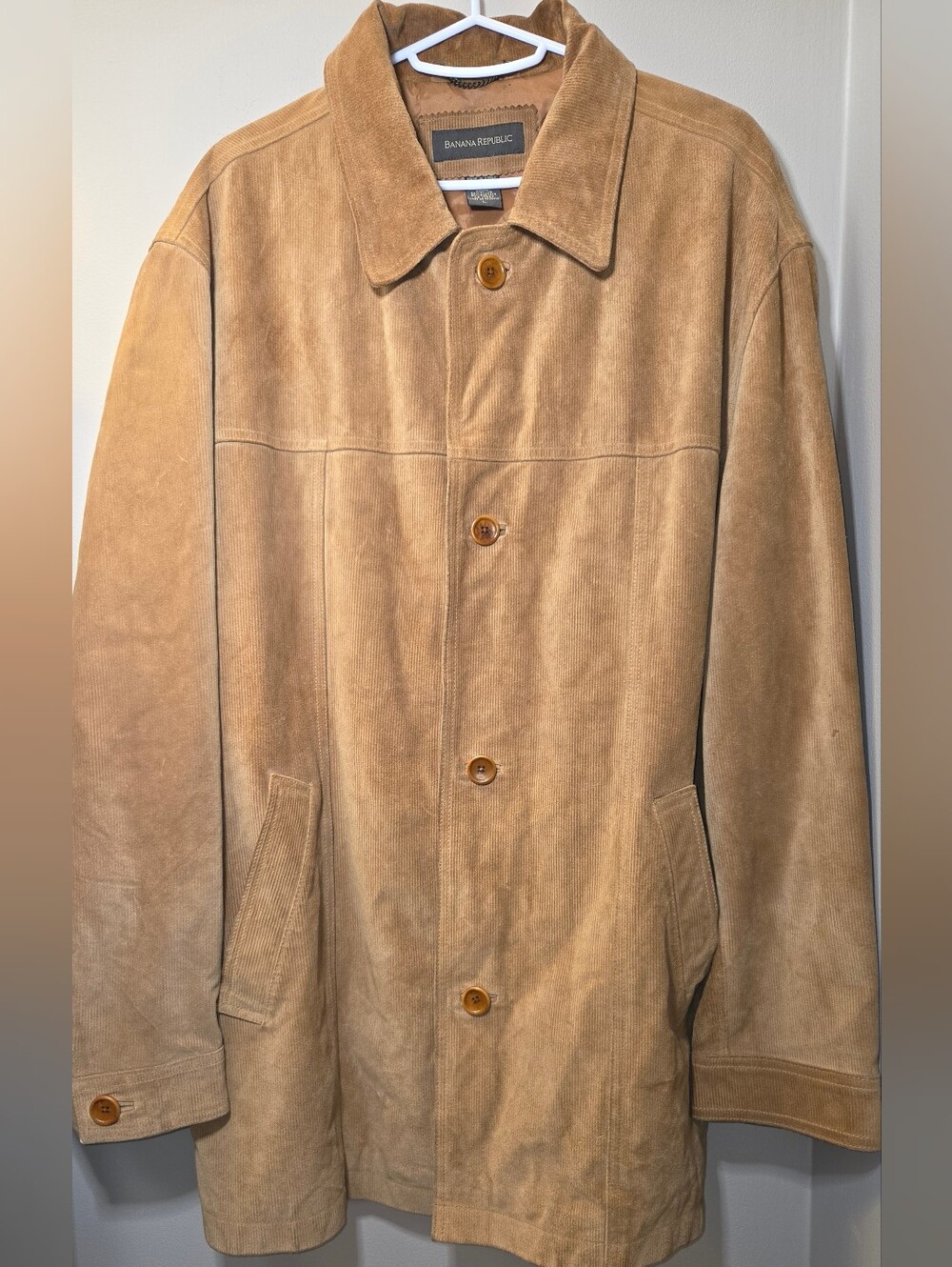 Vintage Banana Republic Chore Coat Mens L Tan Suede Jacket